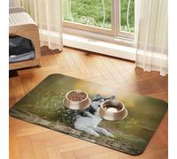 Cute Husky Dogs Printed Pet Bowl Mats, Non-Slip And Tasteless Dog And Cat Feeding Mats