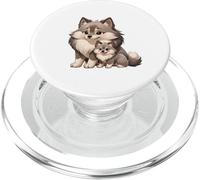 Cute Husky Mom and Puppy Dog Lover Illustration PopSockets PopGrip for MagSafe