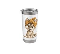 Cute Husky Puppy Reading Book with Stainless Steel Insulated Tumbler