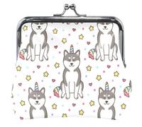 Cute Husky White Wallet Purse for Women Leather Kiss Buckle Small Change Coin Purse Cute Husky White UNITALLA Cute Husky White UNITALLA Classic, Cute Husky White, UNITALLA, Classic