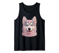 Cute Husky with Seashells and Beach Shells Dog Summer Tank Top