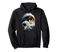 Cute Husky with Snow Snowy Dog Winter Season Aesthetic Pullover Hoodie