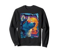 Cute Husky with Sunglasses Sunset Beach Tropical Dog Summer Sweatshirt