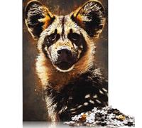 Cute Hyena Puzzles 500 Pieces Wooden Puzzles for Adults & Teenager Stress Relief Toys 500pcs (52x38cm)
