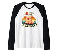 Cute I Love My Potbelly Pig Vintage Potbellied Piggy Raglan Baseball Tee