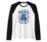 Cute I Wonder If Bears Think About Me Too Forest Bear Raglan Baseball Tee