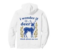 Cute I Wonder If Deer Think About Me Too Forest Animal Pullover Hoodie
