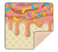 Cute Ice Cream Brown Soft Thick Baby Activity Play Mat for Floor Portable Kicking Mat for Babies Infants Toddlers, 50'' x 50''