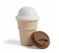 Cute Ice Cream Cone Mug with 2 Lids - 8oz Unique Novelty Coffee Cup for Drinks, Ice Cream - Fun Ceramic Gift