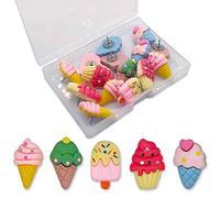 Cute Ice Cream Drawing Pins Decorative Push Pins for Cork Board 15 Pcs Ice Cream Thumb Tacks for Wall or Bulletin Board Summer Style Resin Photo Maps Thumbtacks Home Office Wall Supplies