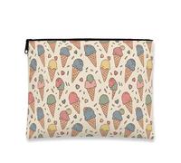 Cute Ice Cream Makeup Bag, Fanciful Sweet Treats Cosmetic Travel Pouch for Women, Portable Canvas Zipper Organizer, Summer Skincare Toiletry Bag, Multicolor, 7x9 Inch, Ice Cream