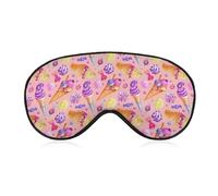 Cute Ice Cream Pattern Eye Sleep Mask,Super Soft Eye Masks with Adjustable Strap,Ultimate Sleeping Aid,Blindfold,Relax & Relieve Your Fatigue,Puffy Eyes