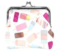 Cute Ice Cream White Leather Coin Purses & Pouches Cute Buckle Kiss Lock Girls Coin Card Change Wallet, Cute Ice Cream White(5), OneSize