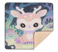 Cute Illustration Cartoon Deer Soft Thick Thick Play mat for Baby for Floor One-Piecing Foldable Tummy Time Mat for Baby Kids Toddlers Infants, 50'' x 50''