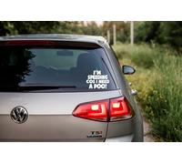 Cute I'm Speeding Cos I Need A Poo Funny Car Stickers - Waterproof & Weatherpoof Decal - Use on Vans, Caravans, Motorhomes, Motorbikes, Campervans (White, 17.5cm x 14cm)