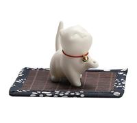 Cute Incense Holder,Cat Incense Holder with Bamboo Mat Ceramic Cat Incense Stick Holder Desk Ornament Cute Incense Cone Holder for Home Decor NO Stick Cat Ornament