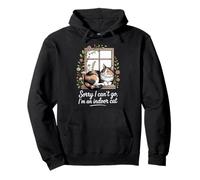 Cute Indoor Cat Sat By A Window with Flowers, Fun Pet Humor Pullover Hoodie