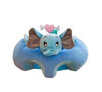 Cute Infant Learning Seat, Cartoon Baby Sofa with Handles Non Slip Bottom Back Support Leg Holes Super Soft Plush, for Baby Sitting Up Secure Comfortable Infant Chair Gift Elephant B