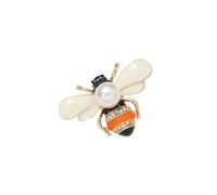 Cute Insect Bee Brooch Pin Enamel Crystal Pearl Bee Lapel Pin for Women Men Colorful Honeybee Safety Pin Gold Tone Clear Crystal Brooch Themed Bee Brooches Badge with Faux Pearl