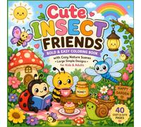 Cute Insect Friends: Bold & Easy Coloring Book with Cozy Nature Scenes | Large Simple Designs for Kids & Adults