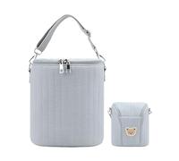 Cute Insulated Portable Bottle Bag with Handle, Bottle Holder with Milk Storage Bag - for Breast Milk Food Daily Transport Nursery Stroller, Blue, Se référer au descriptif, Refer to