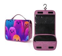 Cute Iridescent Ghosts Travel Toiletry Bag for Women,Hanging Makeup Organizer with Hook for Shampoo