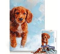 Cute Irish Setter Puppy Painting 1000 Piece Jigsaw Puzzles for Adults Relax Game Good Thick Fun Hobby Xmas Surprise (50x75cm)