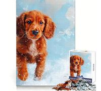 Cute Irish Setter Puppy Painting Jigsaw Puzzles1000 Pieces Leisure Game Smooth Connection Fun Activity Night Activity (38x52cm)