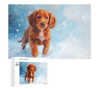 Cute Irish Setter Puppy Painting: Relaxing Home Activity, 1000 PCS Displayable Picture Puzzle, with A Decorative Finished Picture