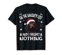 Cute Irish Water Spaniel Dog Christmas On The Naughty List T-Shirt