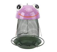 Cute Iron Art Frog Hanging Bird Feeder with Solar Light for Outdoor Courtyard Balcony