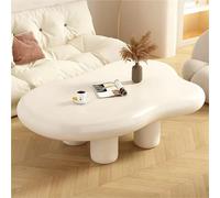 Cute Irregular Cloud Coffee Table White Cream Modern Living Room Accent Table Small Storage Side Table with 4 Legs for Stylish Home Decor