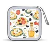 Cute Italian Food and Pasta Portable CD Case Holder 48 Capacity Travel DVD Storage Boxs Wallet Bag