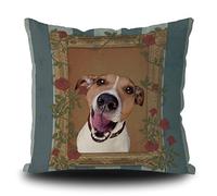 Cute Jack Russell Terrier Dog Pillow Case with Red Rose Photo Frame Vintage Decorative Throw Pillow Cover Linen x In 45cmx45cm