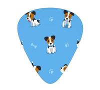 Cute Jack Russell Terrier Dogs With Bones Pattern,12 Pcs Guitar Pick,3 Different Thickness Plectrums for Acoustic Guitar Bass Ukulele (0.46mm 0.96mm 0.71mm)