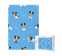 Cute Jack Russell Terrier Dogs With Bones Pattern,300 Pieces Wooden Jigsaw Family Game Jigsaw Puzzles for Adults Teens
