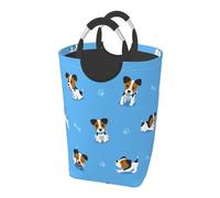 Cute Jack Russell Terrier Dogs With Bones Pattern, Laundry Hamper, Collapsible Laundry Basket Large Durable Storage Bin with Handles 50L