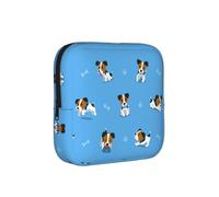 Cute Jack Russell Terrier Dogs with Bones Pattern, Sanitary Pad Storage Bag, Pad Holder Bag with Zipper, Change Purse
