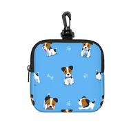 Cute Jack Russell Terrier Dogs with Bones Pattern, Square Zipper Storage Bag, Neoprene Coin Purse, Small Wallets, Change Pouch, Change Purse