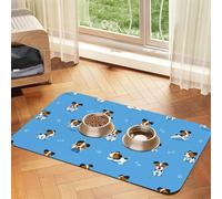 Cute Jack Russell Terrier Dogs With Bones Pattern,Waterproof Pet Feeding Mat,Cat Dog Placemats for Food and Water, PU Leather Food Mats,40x60cm