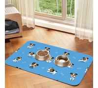 Cute Jack Russell Terrier Dogs With Bones Pattern,Waterproof Pet Feeding Mat,PU Leather Placemats for Cat Dog Water Bowl,Food Mats,30x45cm