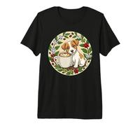Cute Jack Russell Terrier Puppy Dog A Cup of Coffee Morning Premium T-Shirt