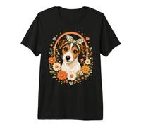 Cute Jack Russell Terrier with Floral Pattern Dog Graphic Premium T-Shirt