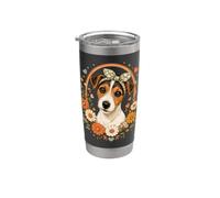 Cute Jack Russell Terrier with Floral Pattern Dog Graphic Stainless Steel Insulated Tumbler