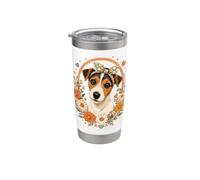 Cute Jack Russell Terrier with Floral Pattern Dog Graphic Stainless Steel Insulated Tumbler