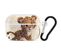 Cute Jaguar Airpod Pro Case Cover Wireless Earbuds Case Protective Cover with Keychain Compatible with AirPods 1st & 2nd Generation Full Protective, Front LED Visible White