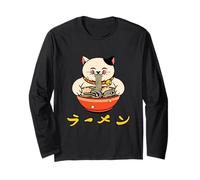 Cute Japanese Anime Cat Eating Ramen Japan Comic Long Sleeve T-Shirt