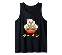 Cute Japanese Anime Cat Eating Ramen Japan Comic Tank Top