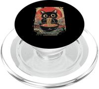 Cute Japanese Black Cat Eating Ramen With His Hands Graphic PopSockets PopGrip for MagSafe