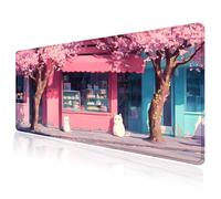 Cute Japanese Cartoon White Cat Large Mouse Pad, Desk Mat Computer Keyboard Pad Non-Slip Rubber Base Waterproof with Stitched Edges for Laptop Gaming, Office & Home 31.5 x 11.8 Inch (XL-20)